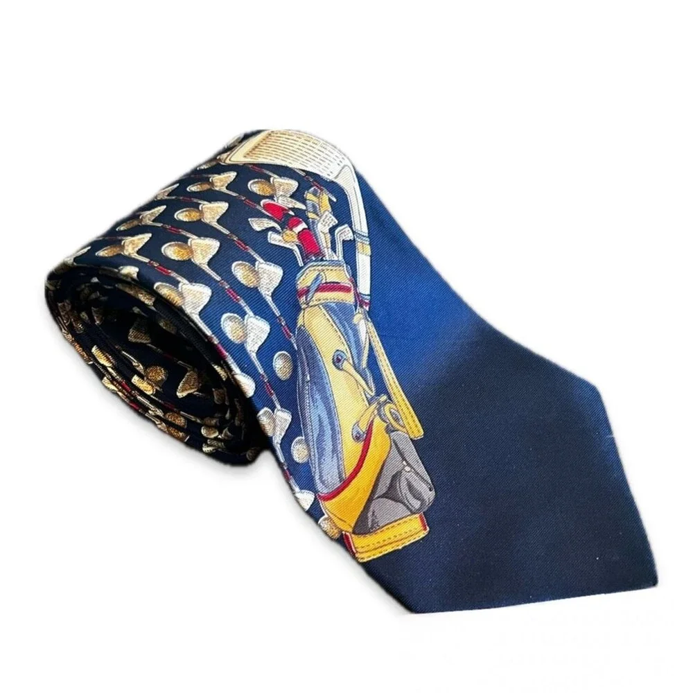 Stefano Rossini Silk Golf Tie Handmade Golf Clubs Pattern Necktie 58